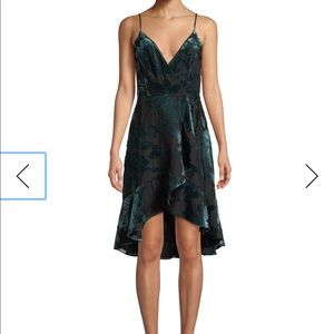 Rose Velvet Flounce Wrap Cocktail Dress